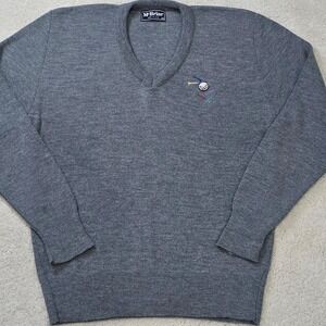 Vintage 90s McBriar Men's Golf Sweater Sz M Embroidered V-Neck Gray GVC Matching
